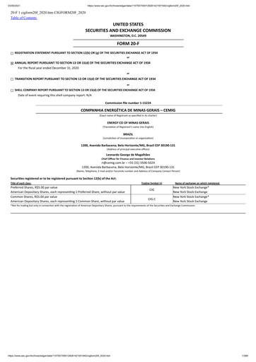 Thumbnail Cemig Annual Report 2020