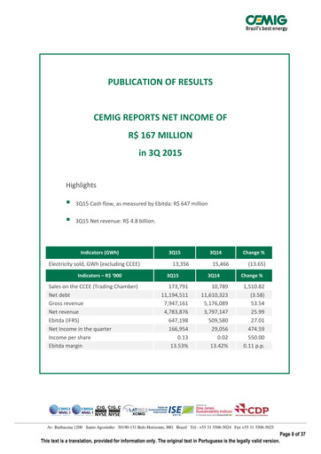 Miniature Cemig Rapport trimestriel 2015-q3