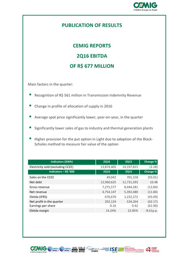 Miniature Cemig Rapport trimestriel 2016-q2