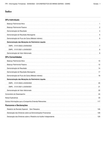 Thumbnail Cemig Quarterly Report 2022-q3