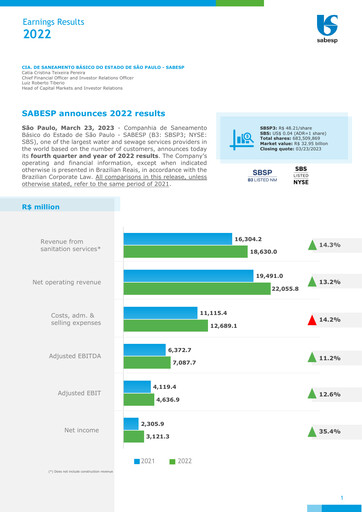 Thumbnail Sabesp Financial Report 2022
