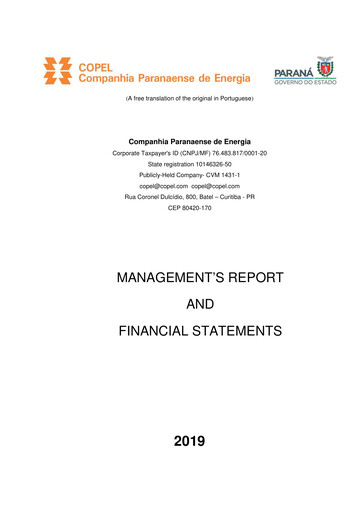Thumbnail Companhia Paranaense de Energia (COPEL) Financial Statement 2019