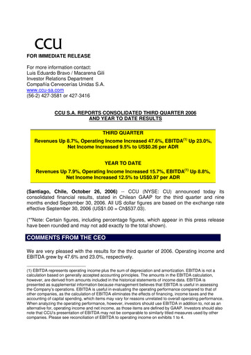 Miniature Compañía Cervecerías Unidas Rapport trimestriel 2006-q3