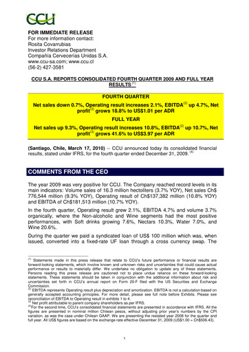 Miniature Compañía Cervecerías Unidas Rapport trimestriel 2009-q4