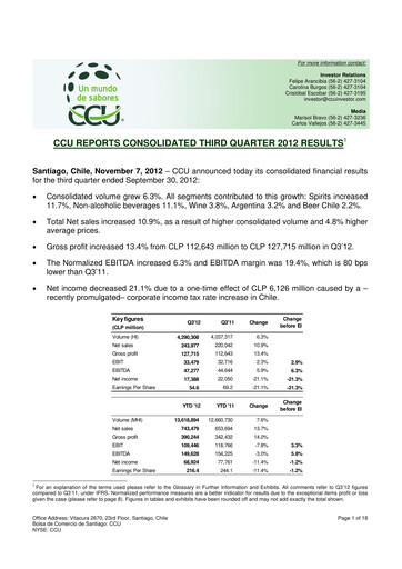 Miniature Compañía Cervecerías Unidas Rapport trimestriel 2012-q3