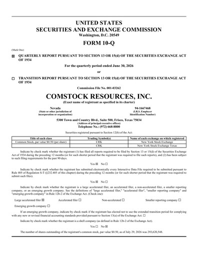 Thumbnail Comstock Resources Quarterly Report 2026-q2