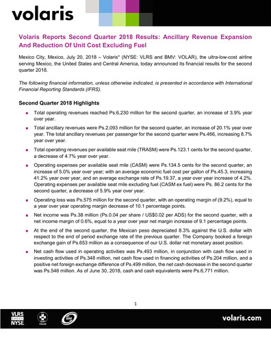 Thumbnail Volaris
 Quarterly Report 2018-q2