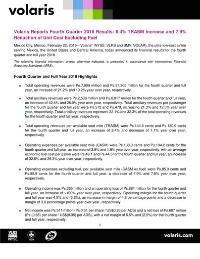 Thumbnail Volaris
 Quarterly Report 2018-q4