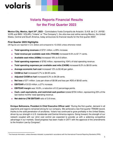 Thumbnail Volaris
 Quarterly Report 2023-q1