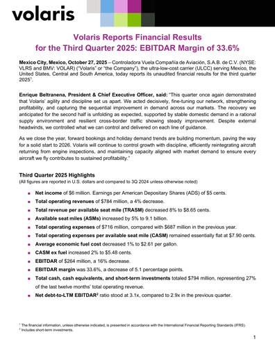 Thumbnail Volaris
 Quarterly Report 2025-q3