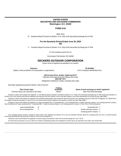 Thumbnail Deckers Brands Quarterly Report 2025-q1