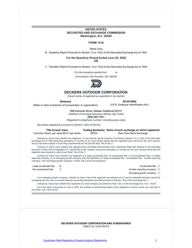 Thumbnail Deckers Brands Quarterly Report 2026-q1