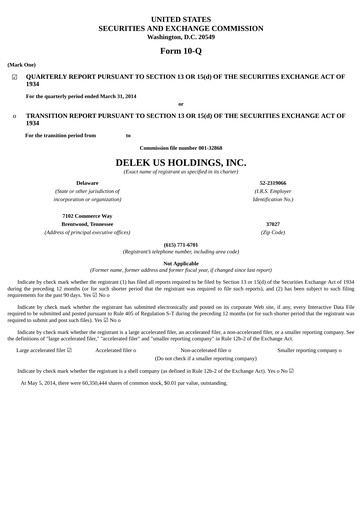 Thumbnail Delek US Quarterly Report 2014-q1
