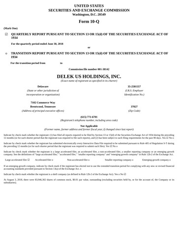Thumbnail Delek US Quarterly Report 2018-q2