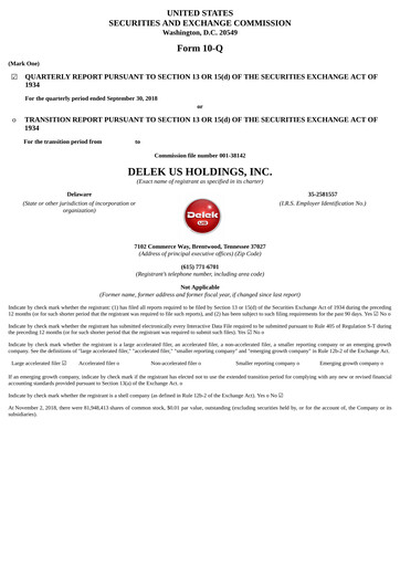 Thumbnail Delek US Quarterly Report 2018-q3