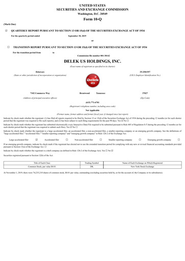Thumbnail Delek US Quarterly Report 2019-q3