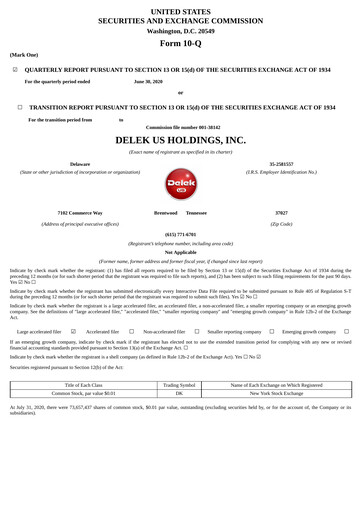 Thumbnail Delek US Quarterly Report 2020-q2