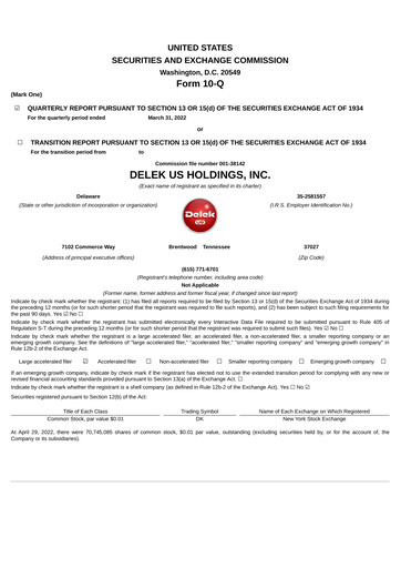 Thumbnail Delek US Quarterly Report 2022-q1