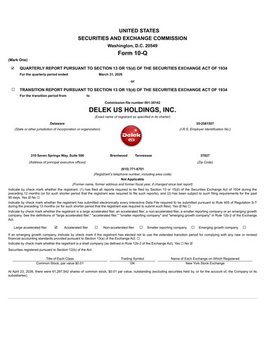 Thumbnail Delek US Quarterly Report 2026-q1