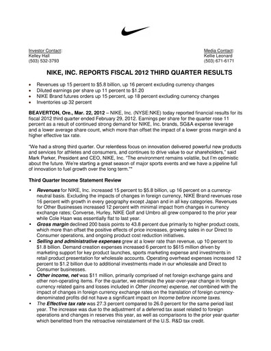 Thumbnail Nike Quarterly Report 2012-q3