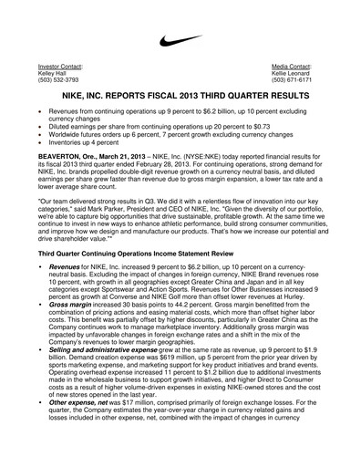 Thumbnail Nike Quarterly Report 2013-q3
