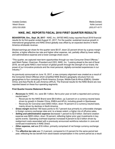 Thumbnail Nike Quarterly Report 2018-q1