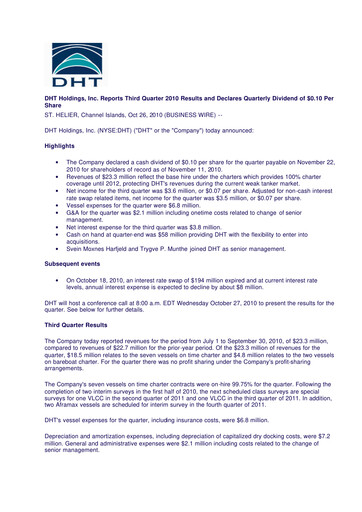 Thumbnail DHT Holdings Quarterly Report 2010-q3
