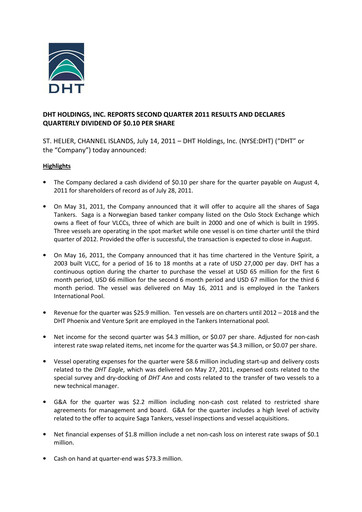 Thumbnail DHT Holdings Quarterly Report 2011-q2
