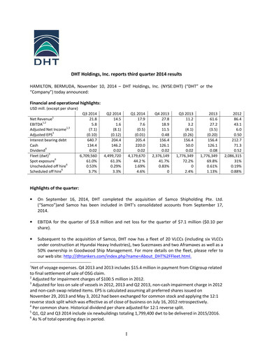 Thumbnail DHT Holdings Quarterly Report 2014-q3