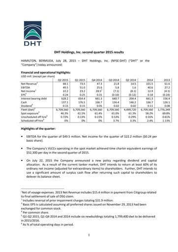 Thumbnail DHT Holdings Quarterly Report 2015-q2