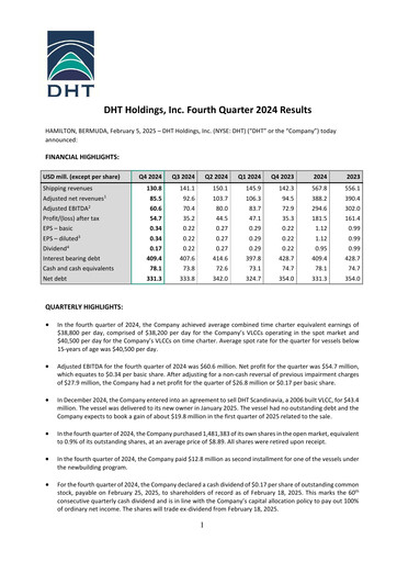 Thumbnail DHT Holdings Quarterly Report 2024-q4