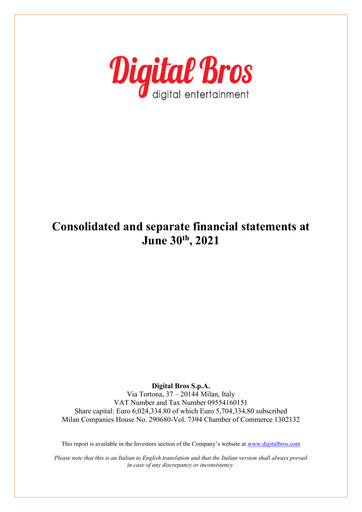 Thumbnail Digital Bros Financial Statement 2020-2021