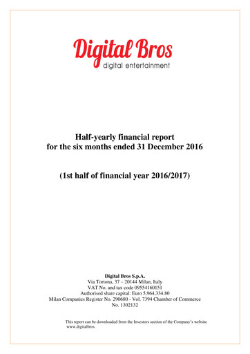 Miniature Digital Bros Rapport semestriel 2016-2017