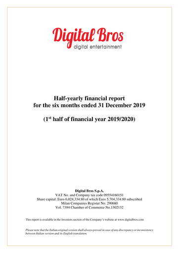 Miniature Digital Bros Rapport semestriel 2019-2020