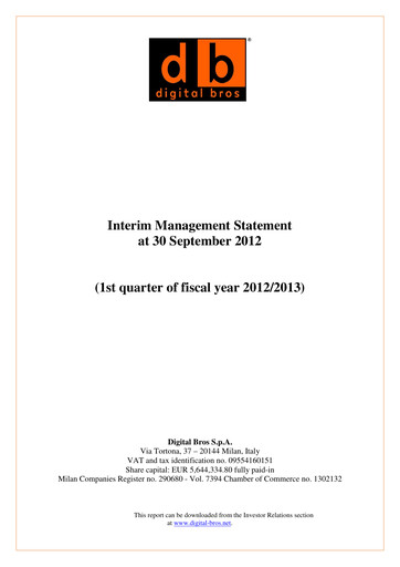 Thumbnail Digital Bros Quarterly Report 2012-2013-q1