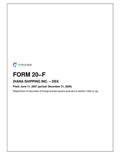 Thumbnail Diana Shipping Annual Report 2006