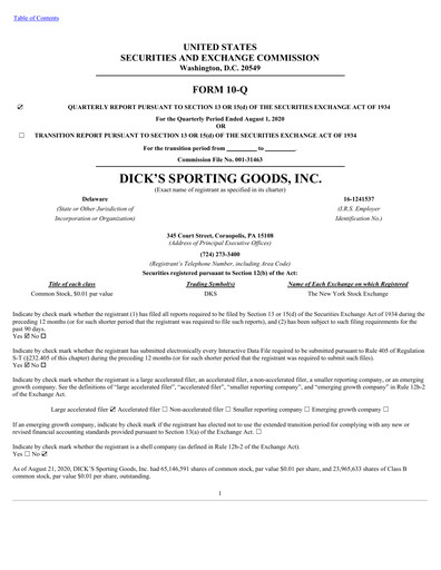 Thumbnail Dick's Sporting Goods
 Quarterly Report 2020-q2