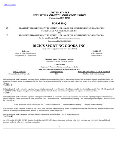 Thumbnail Dick's Sporting Goods
 Quarterly Report 2021-q3