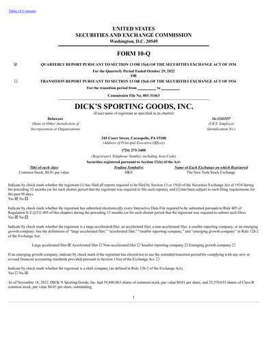 Thumbnail Dick's Sporting Goods
 Quarterly Report 2022-q3