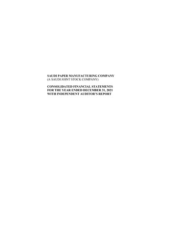 Thumbnail Saudi Paper Manufacturing Company Financial Statement 2021