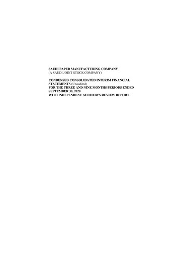 Thumbnail Saudi Paper Manufacturing Company Quarterly Report 2020-q3