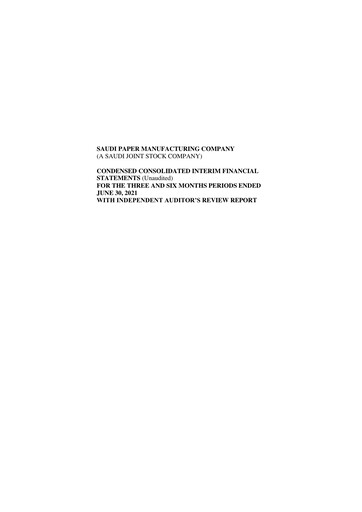 Thumbnail Saudi Paper Manufacturing Company Quarterly Report 2021-q2
