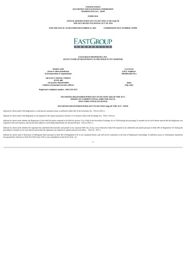 Thumbnail EastGroup Properties Annual Report 2011