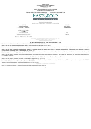Thumbnail EastGroup Properties Annual Report 2012