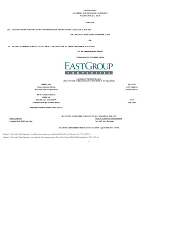 Thumbnail EastGroup Properties Annual Report 2018