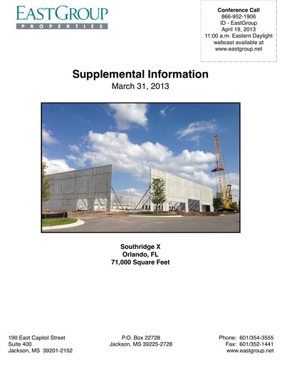 Thumbnail EastGroup Properties Quarterly Report 2013-q1