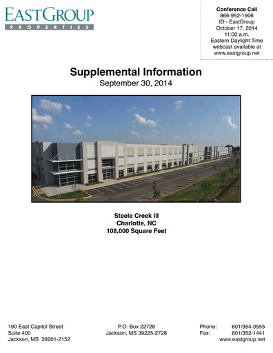 Thumbnail EastGroup Properties Quarterly Report 2014-q3