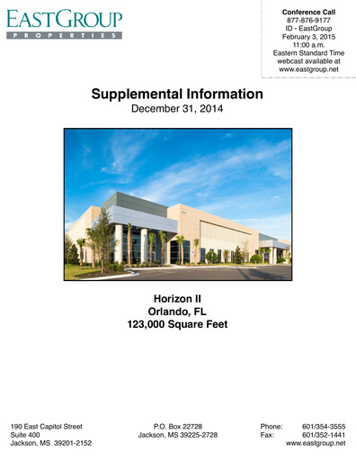 Thumbnail EastGroup Properties Quarterly Report 2014-q4