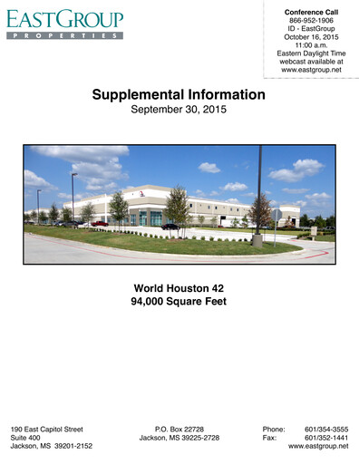 Thumbnail EastGroup Properties Quarterly Report 2015-q3