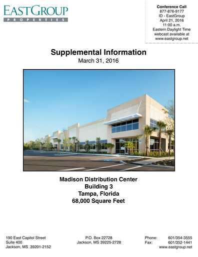 Thumbnail EastGroup Properties Quarterly Report 2016-q1